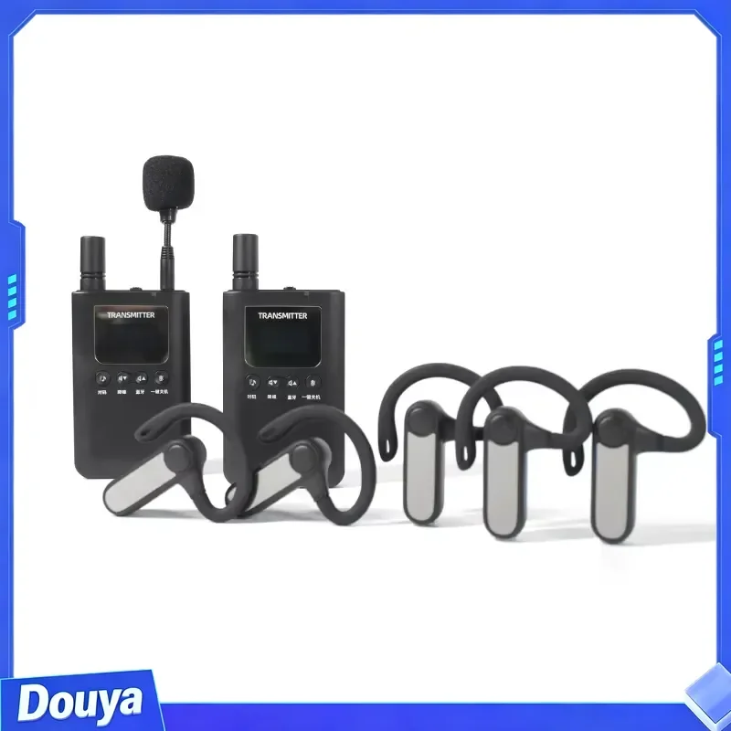 FCC Certified Wireless Walkie Talkie Headset with 150 Meter Range Mini USB Charging Port for Tour Guide Use