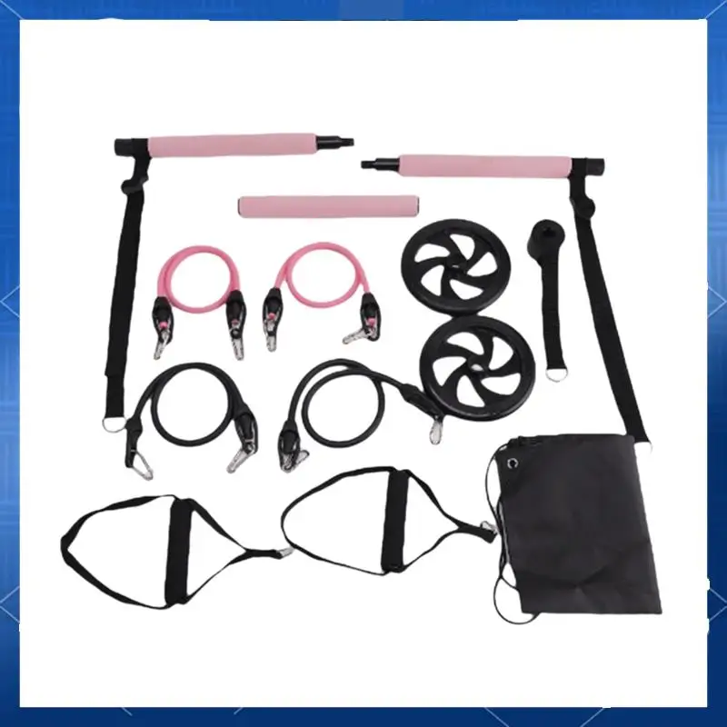 

ABJV Pilates Bar Kit+Resistance Bands,Pilates Equipment Exercise Bar With Ab Roller, Portable Home Gym Yoga Fitness Bar
