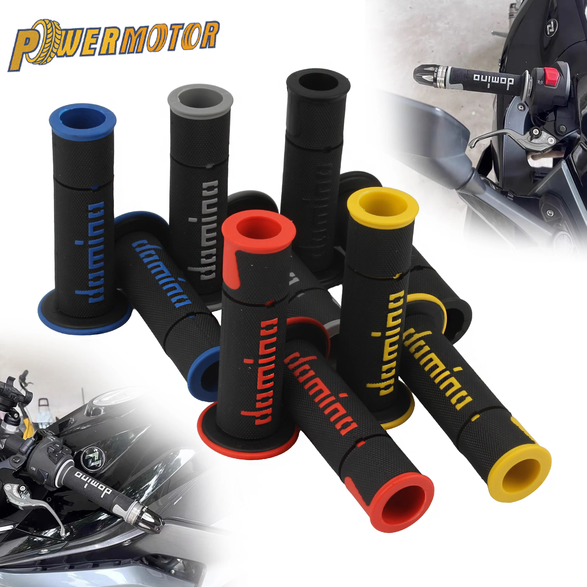 Powermotor 5 Color Universal Handle Grips Motorcycle Grips Dirt Pit Bike Motocross Handlebar Rubber Gel Hand Grip Brake Hands