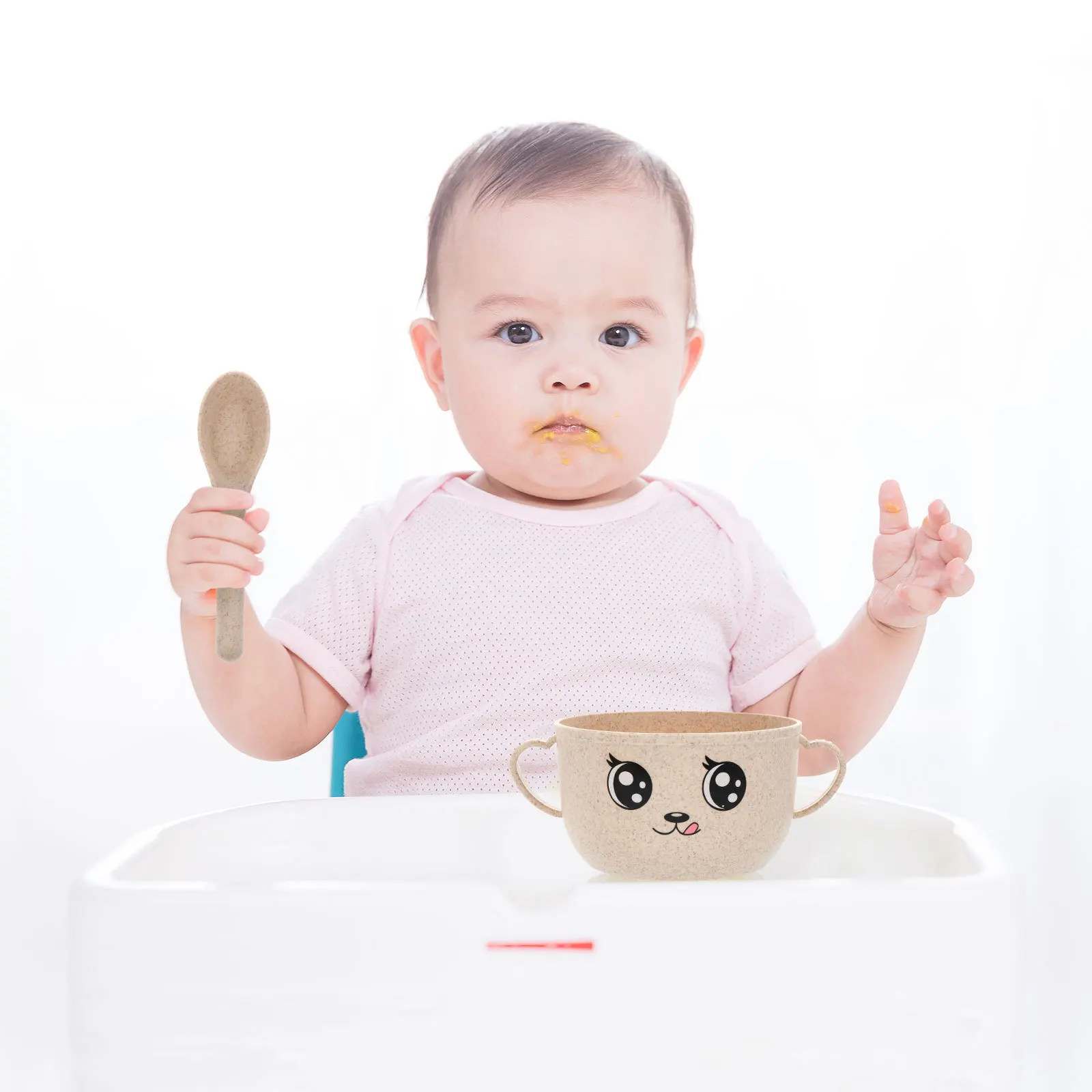 

2Sets Break Resistant Baby Bowls Cartoon Design Durable Double Handle Safe Toddler Feeding Tableware Set Baby Bowl