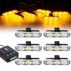 3 LED Car Front Grille Strobe Lights LED Flash Warning Lamp Red Blue Yellow White Vehicle Emergency Flasher Signal Lighting 12V