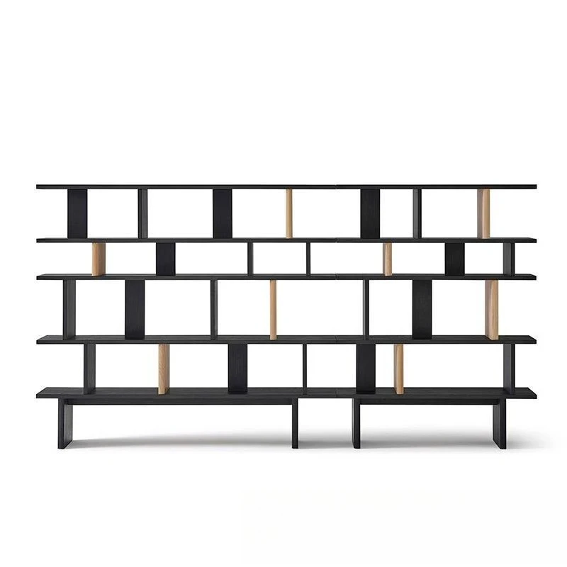 Retro wabi style, solid wood bookshelf, European floor display bookshelf, clothing store creative display