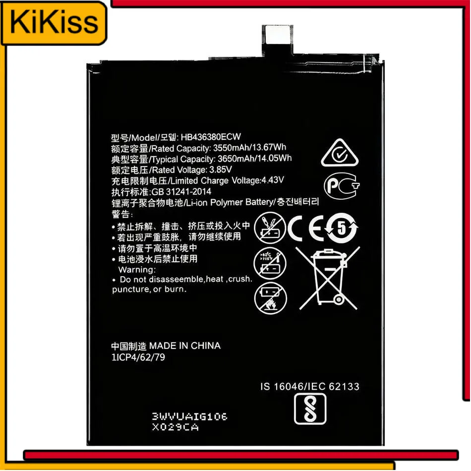 

Stable For Huawei P30 Ele-L09 Ele-L29 Ele-AL00 Ele-TL00 HB436380ECW 3650Mah Mobile Phone Battery Long Lasting