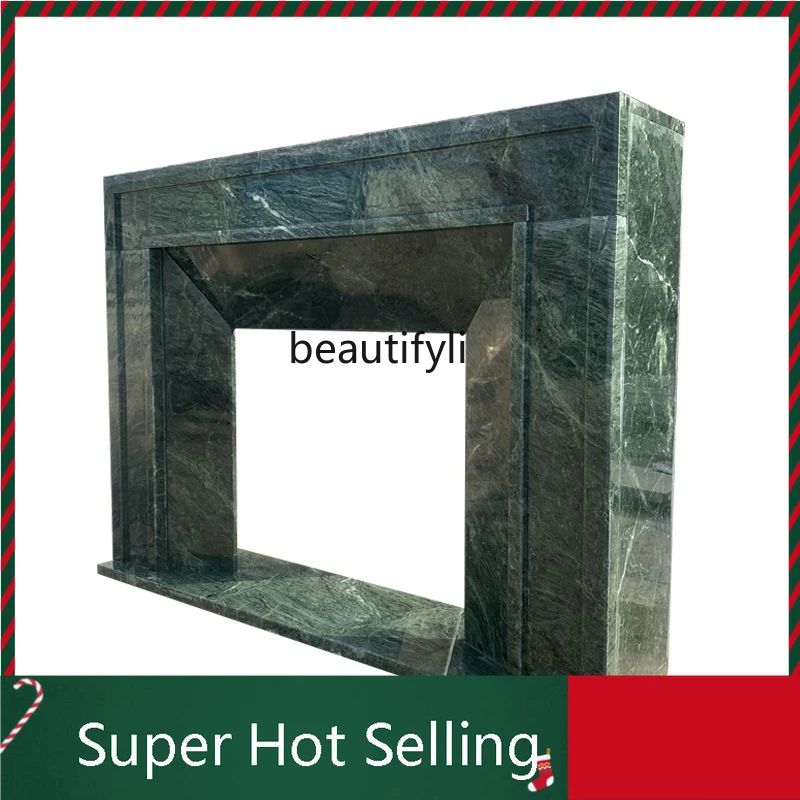 

D80 D071 Marble Fireplace French Simplicity Modern American Big Green Flower Stone Fireplace Curio Cabinet