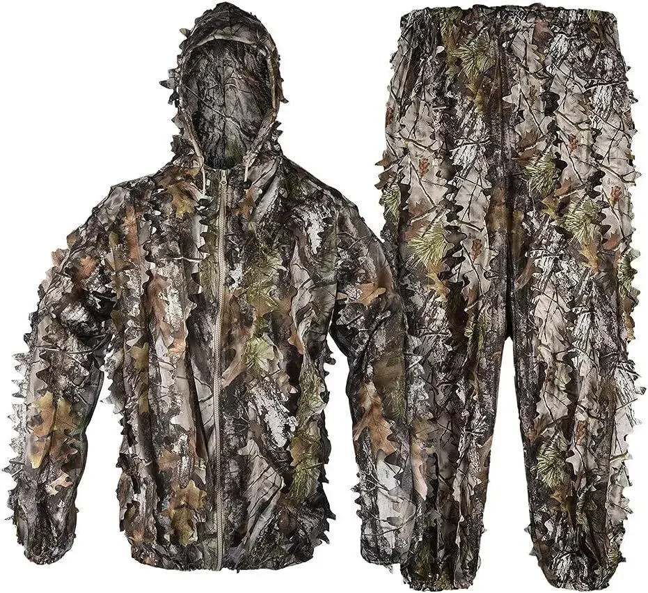 Hunting Jacket For Men 2024 New Autumn 3D Camouflage Ghillie Suit Realistic Tree Camo Training Tracksuit High Quality