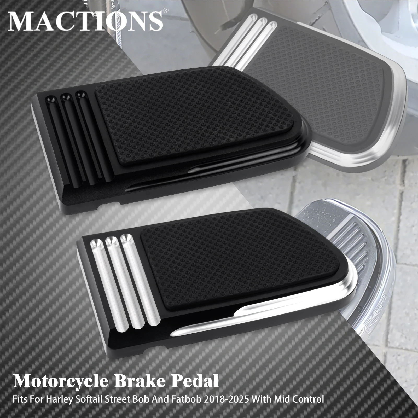

Мотоциклетная черная хромированная накладка на педаль тормоза вперед для Harley Softail Street Bob Fat Bob FXDF FXFBS FXDB 2018-2025