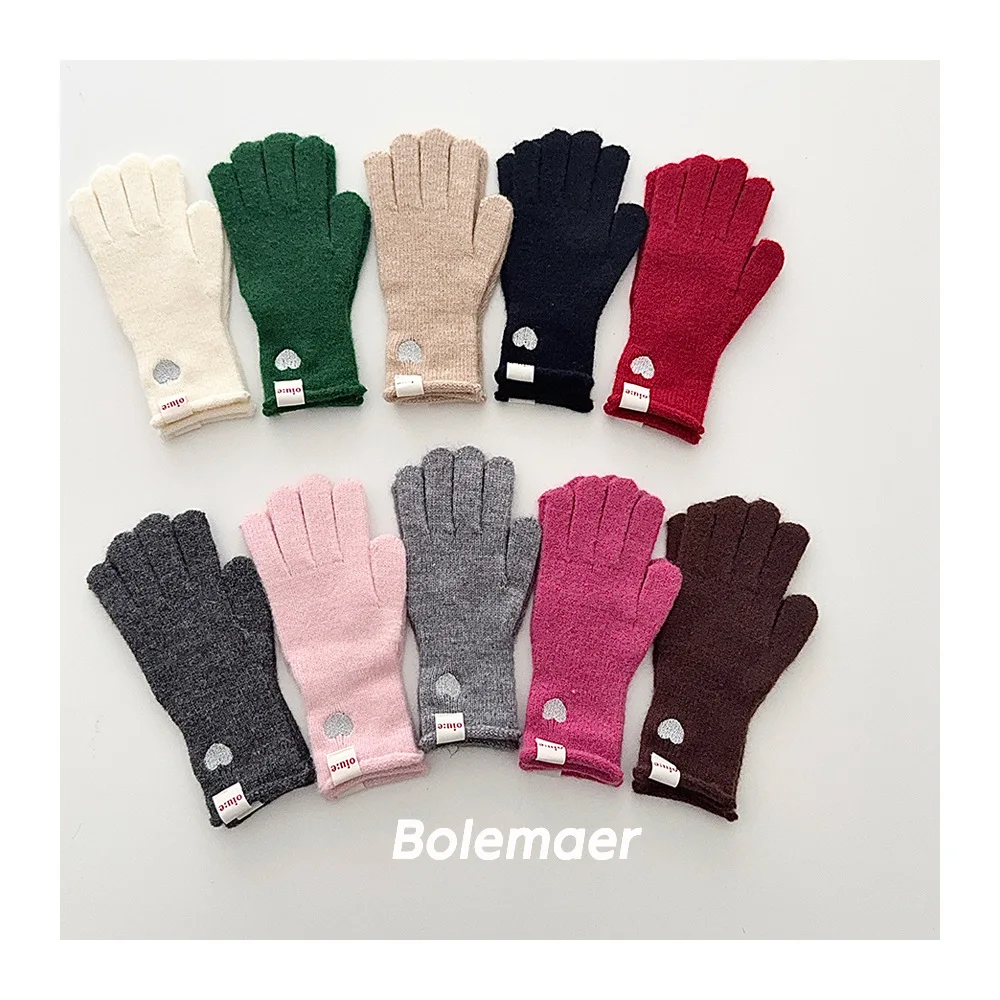 Kids Solid Color Knitted Gloves for Students Winter Warmth Outdoor Cycling and Daily Cold Weather Wear Mittens