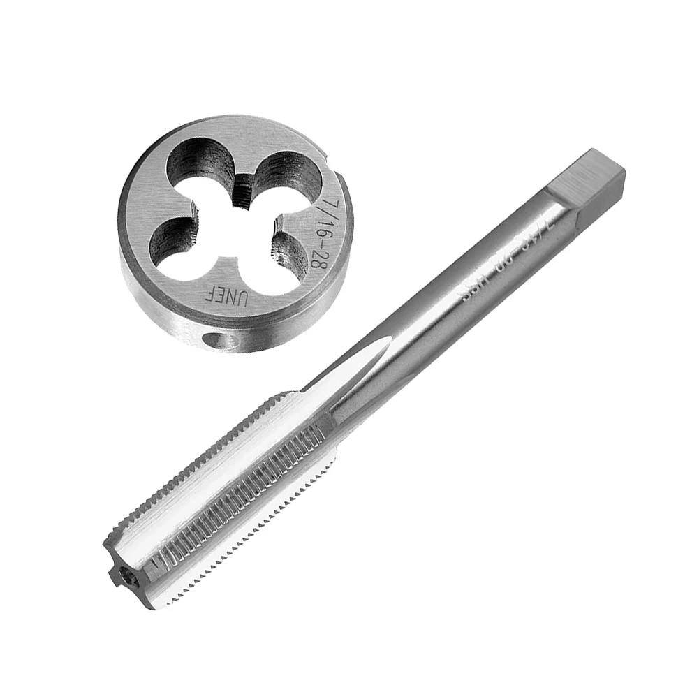 

2pcs/set Tap+die Hand Taps 7/16\"-28 UN Tap Clockwise Cutting Die Set High Speed Steel Machine Thread Tap Right Hand