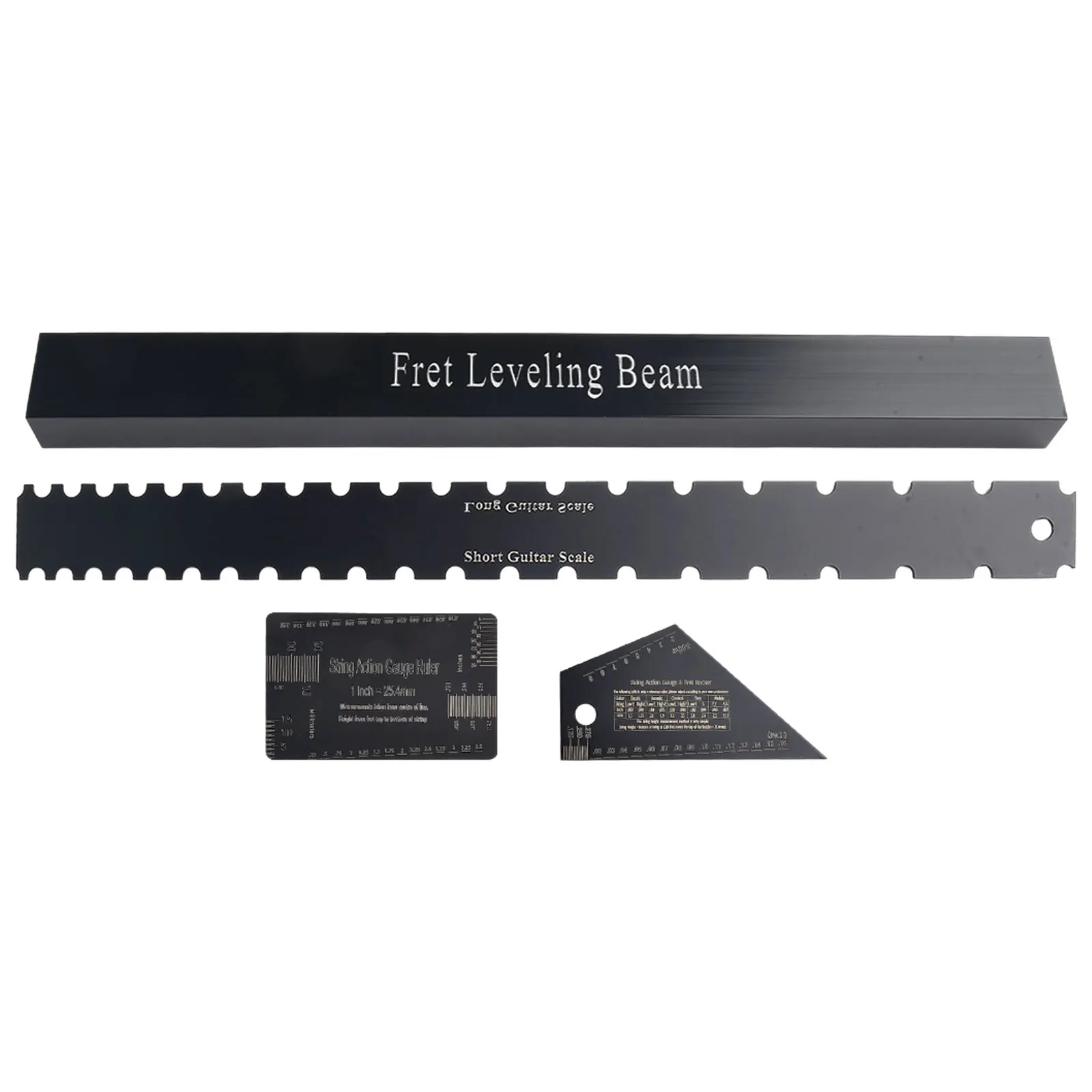 

Guitar Neck Straight Edge, Fret Leveling Beam Ruler Kit Set, Luthier Tools Set, 4 PCS, Streamline Guitar Maintain and Repair