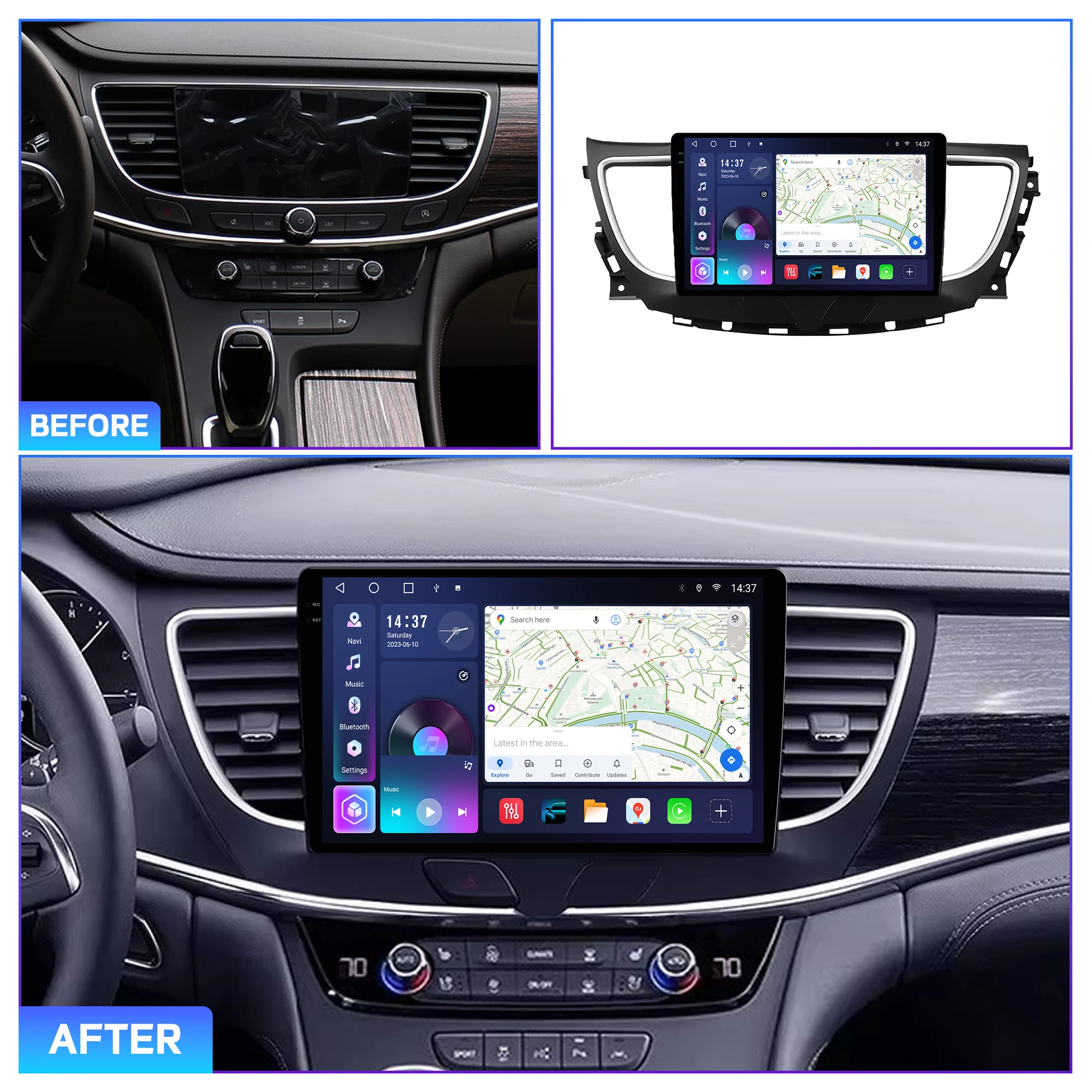 Penhui Android Car DVD Player 2 Din for Buick LaCrosse 3 2016 - 2019 Multimedia Screen with DSP, Bluetooth, Audio & CarPlay