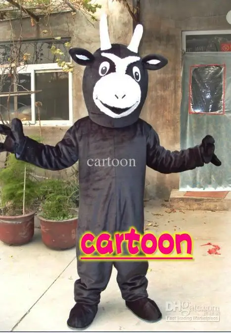 Disfraz de Mascota de cabra negra, traje de lujo para Halloween y Navidad, accesorios de cuerpo completo, traje de Mascota