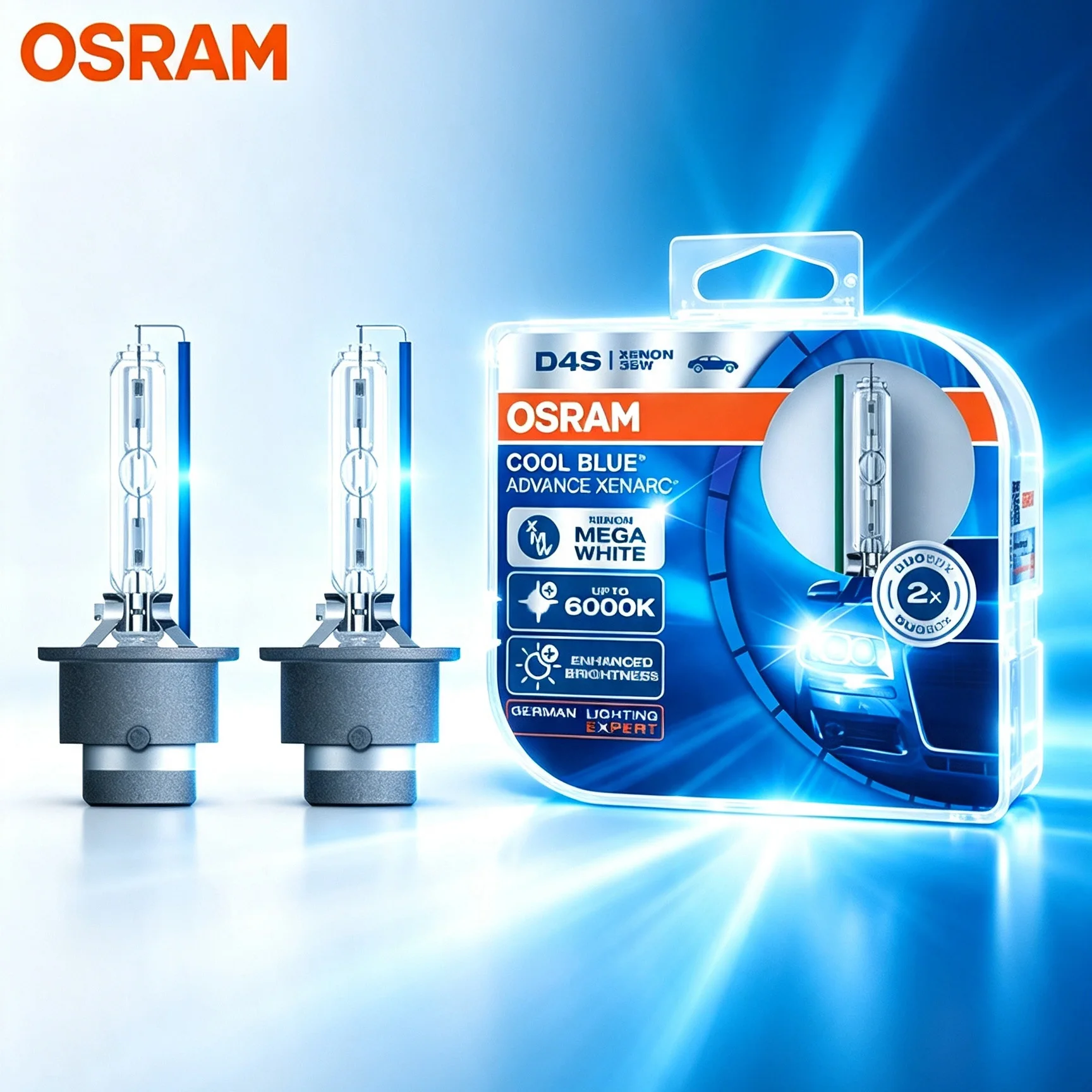 OSRAM D4S 12V 35W 66440CBA HID Cool Blue Advance 6000K Mega White Car Bulb Xenon Headlight Hight/Low Beam Auto Original Lamp 2X