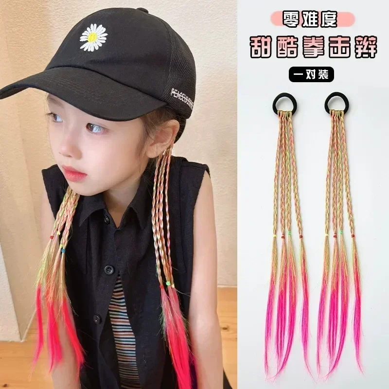 

Cool Braid Kids Headwear Colorful Wigs Hairclip Ponytail Holder Princess Bows Party Ornament Hair Accessories Girls Gifts