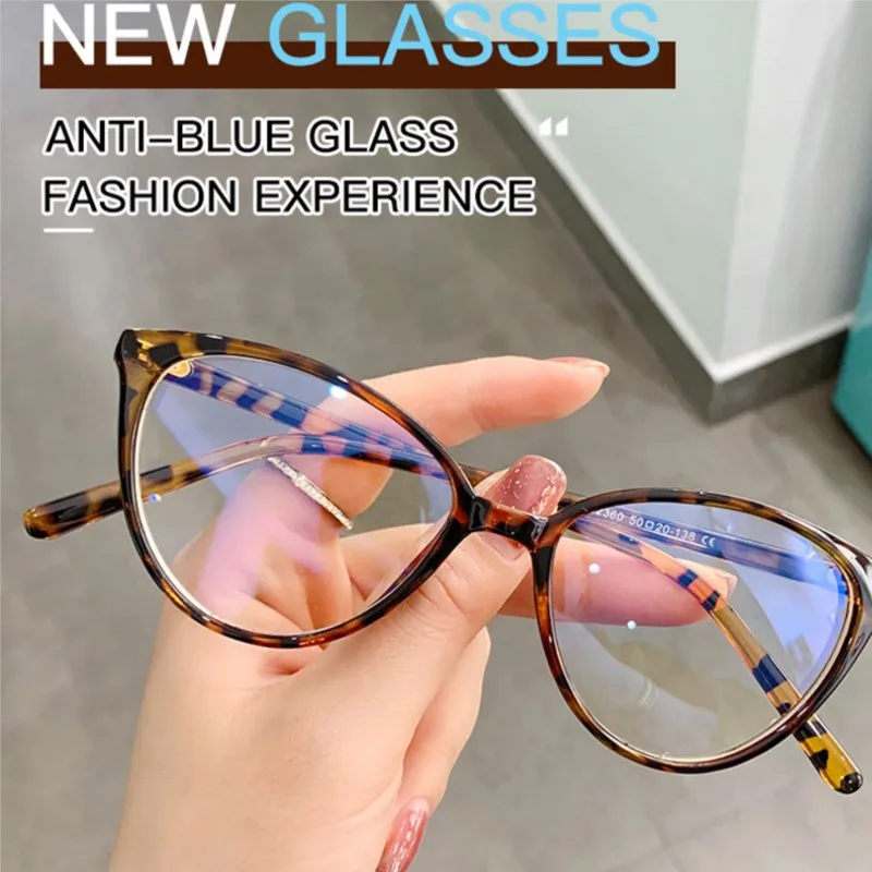 Anti-Blue Light Glasses Fashion Retro Women Computer Gaming Eye Protection Cat eye Plain Glass Spectacles Eyeglasses Frame