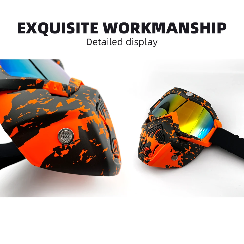 Windproof Outdoor Mask Glasses Men Off-road HD Lens MX MTB ATV Anti-Fog Full Face Protection Tactical Helmet Mask Adjustable