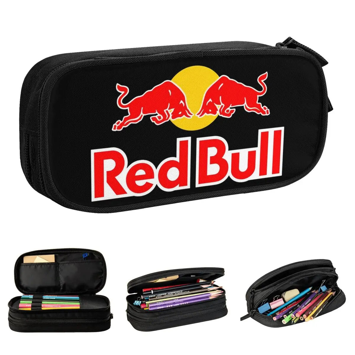 Red Double Bulls Racing Pencil Case Energy Drink Pencilcases Pen Kids Large Storage Bags Students School Gifts Stationery