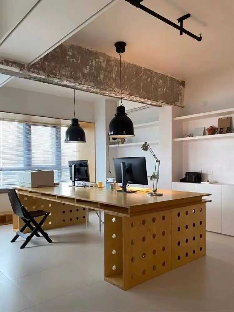 Birch large board solid wood hole table workbench desk desk