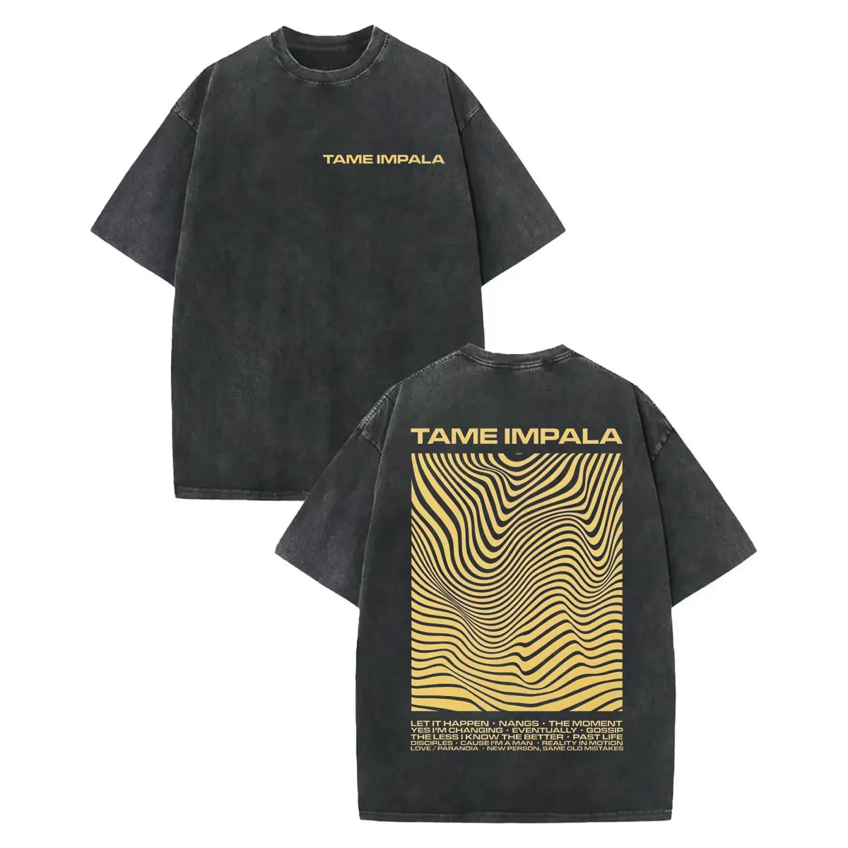 

Vintage Washed Rock Band Tame Impala Double Sided Print T Shirt High Quality Fashion T-shirts Men Women Casual Cotton T-shirt