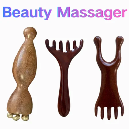 Brass & Rosewood Facial Gua Sha Tool Professional Eye Relaxation Anti Aging Spot Treatment Acupoint Meridian Handheld Beauty