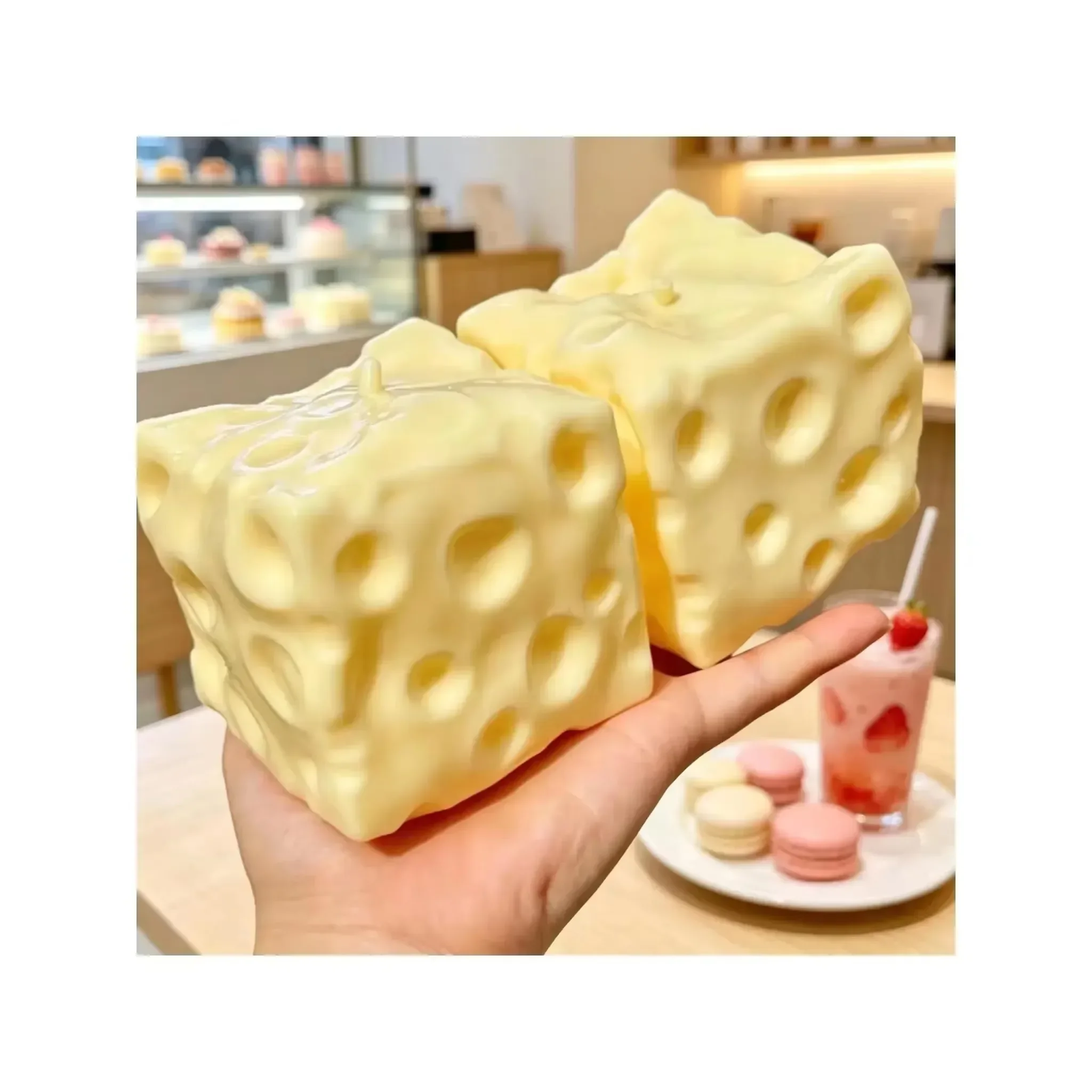 Authentic Vaseline Jumbo Cheese Cube Squishy Toy Extra Large Soft Squeeze Fidget Ball ASMR Stress Relief Slow Rising