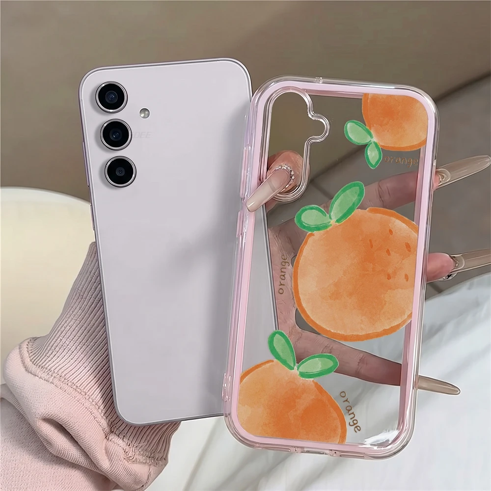 Fruit Orange Pattern Candy Color Clear Case For Samsung S26 Ultra S25 S23 S24 S22 Plus A57 A37 A55 A54 A36 A35 A17 Soft Cover