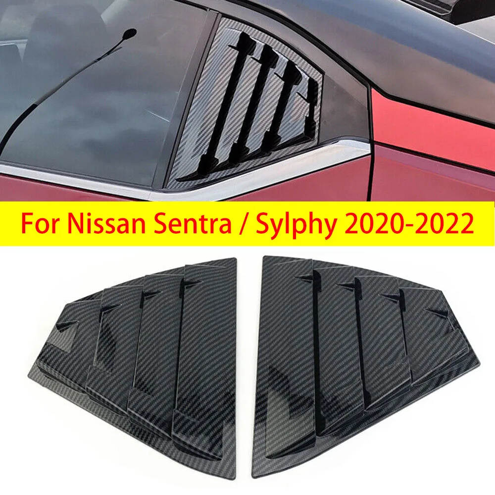 For Nissan Sentra / Sylphy 2020-2022 Car Rear Louver Window Side Shutter Cover Trim Sticker Vent Scoop ABS Carbon Fibe Autor