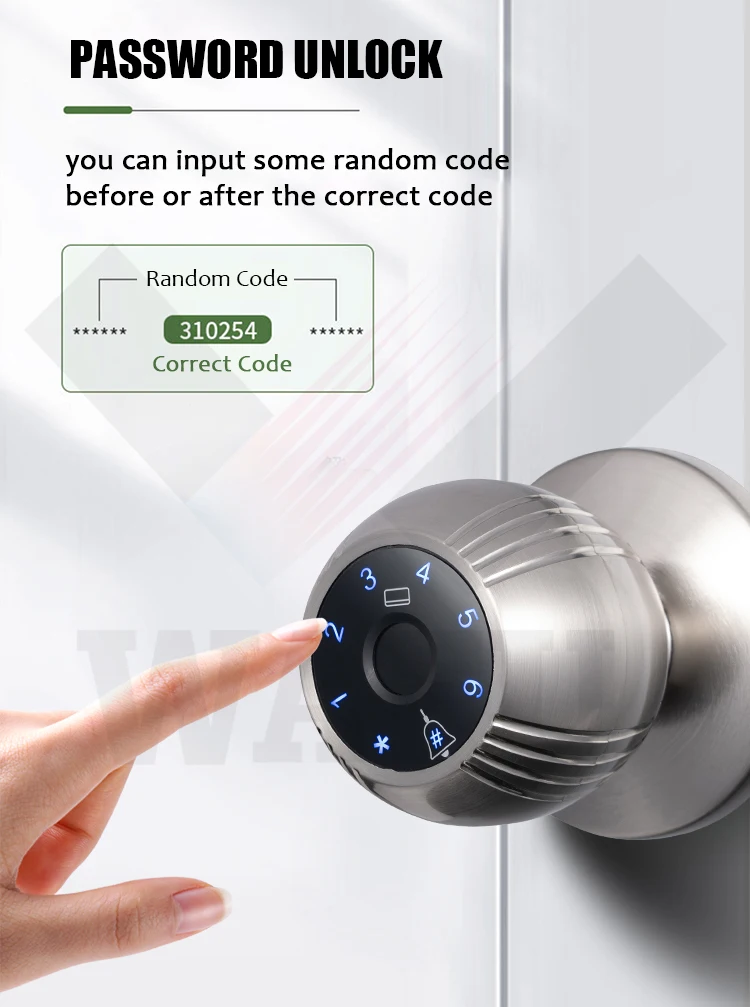 TUYA Smart Fingerprint WIFi Door knob Lock With multi Unlock by passowrd or IC card or Free TUYA APP Remotely