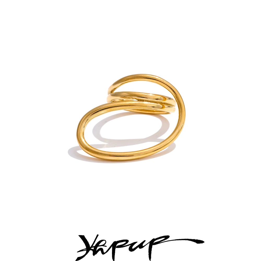 Yhpup taille 7 mode créative géométrique doigt mode bague antirouille attrayant en acier inoxydable arrivées bijoux