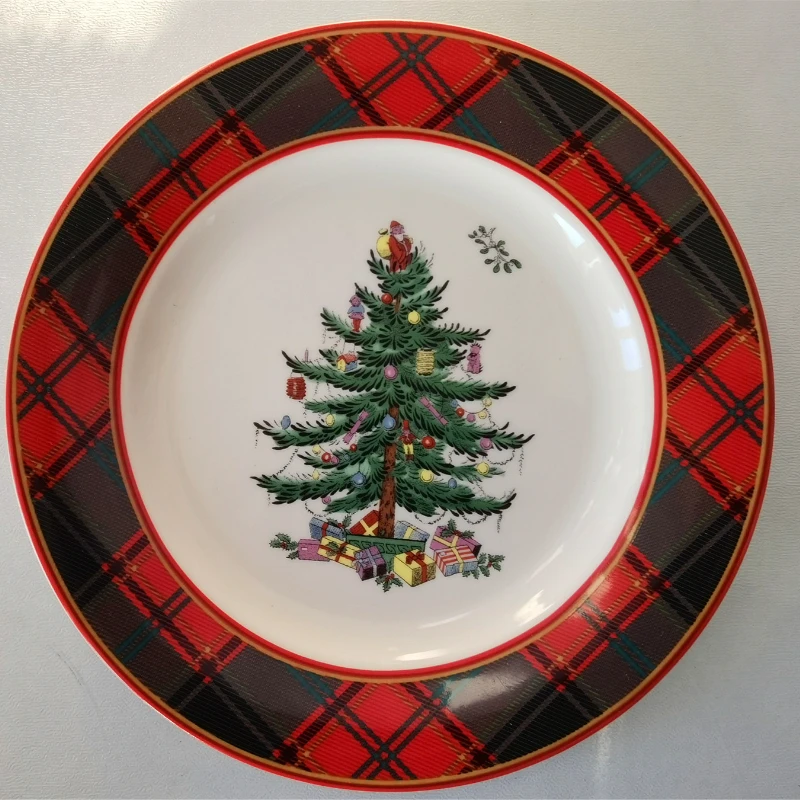 

American Snow View Country Christmas Plate Exquisite Christmas Fruit Dim Sum Cuisine Plate Party Decorative Plate Free Shipping