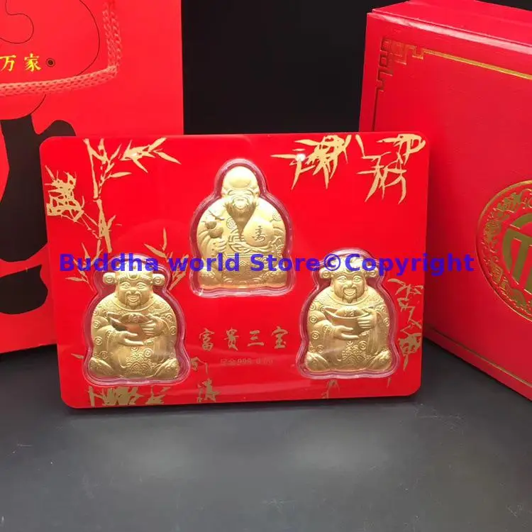 Cut-price # Geomantic omen master FU LU SHOU 3 Gods of Wealth Gold medal multipurpose talisman Bring good luck Recruit wealth