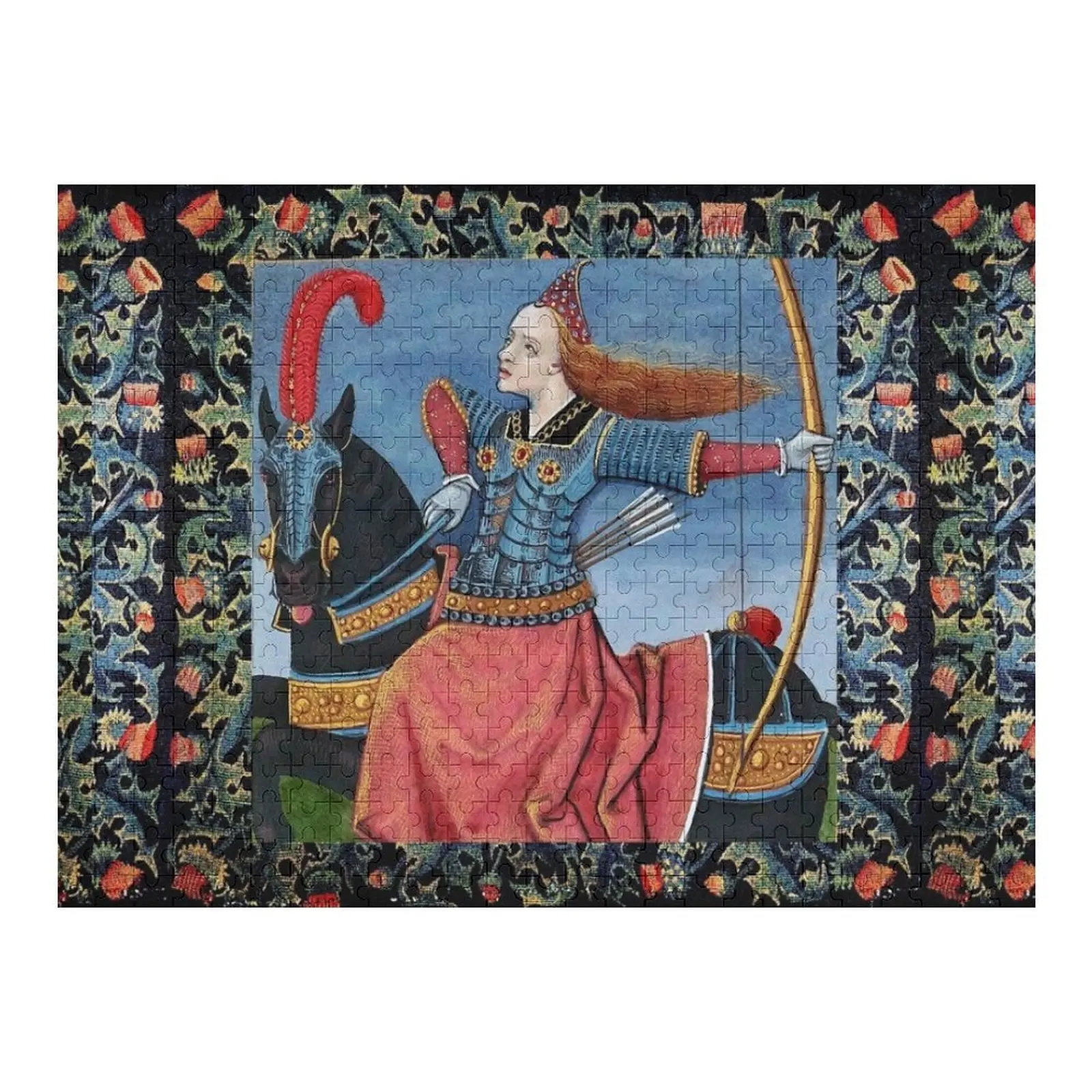 

ПРИНЦЕССА PENTHESILEA HORSEBACK, RED THISTLES FLORAL Пазл Подарки на заказ Персонализированные кусочки головоломки Пазл для взрослых