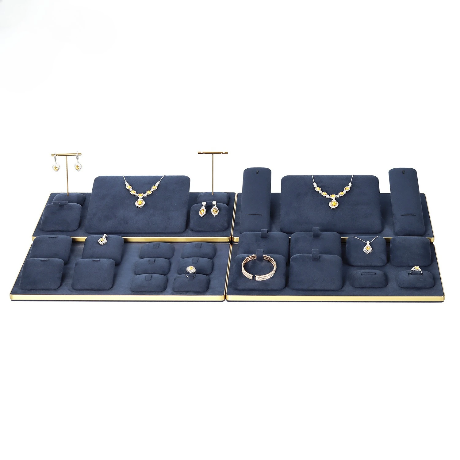 

Jewelry Display Props Blue High-end Flannel Flat Cabinet DIY with Ring Necklace Jewelry Display Rack