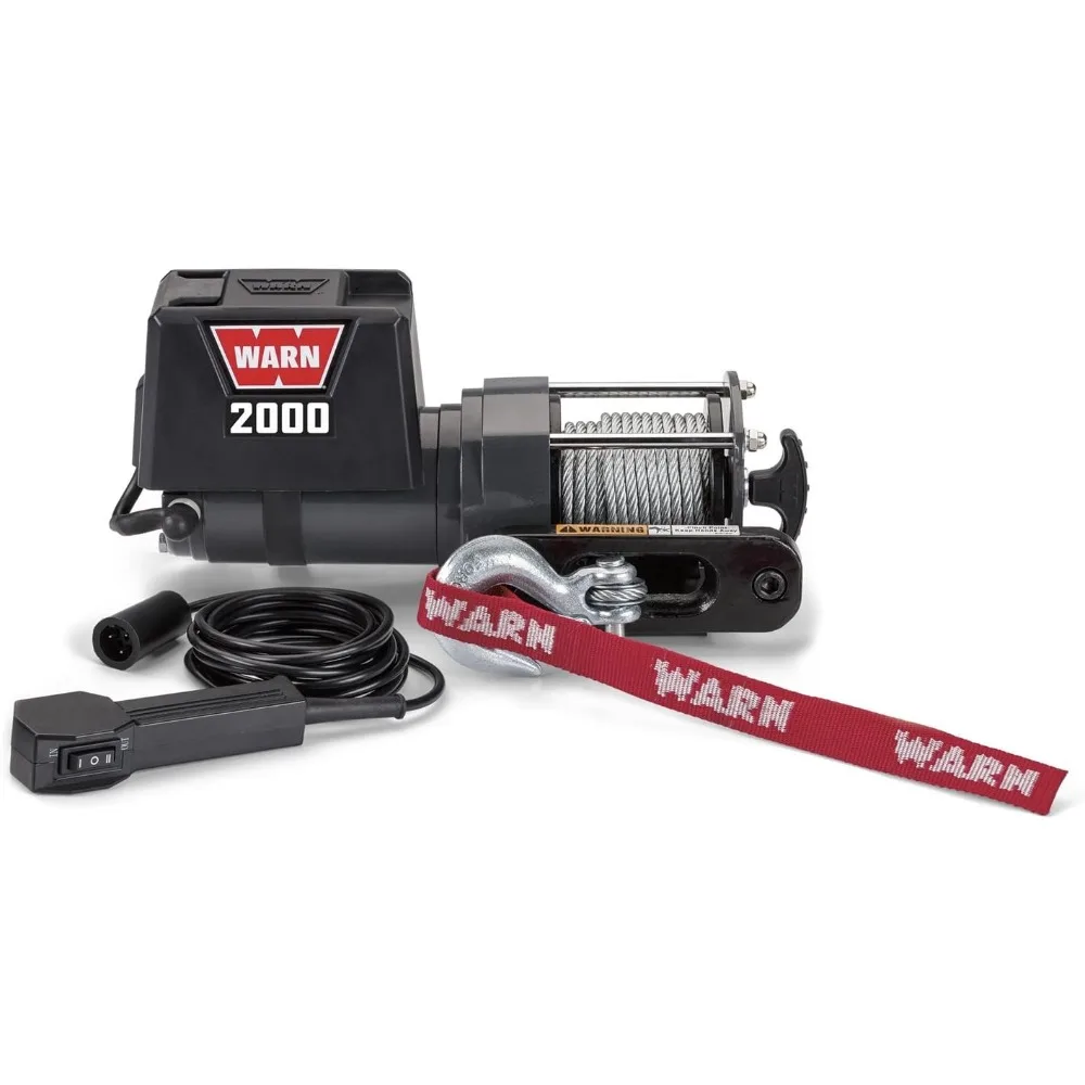 

12V DC Electric Utility Winch with Steel Cable: 2000 lb Capacity