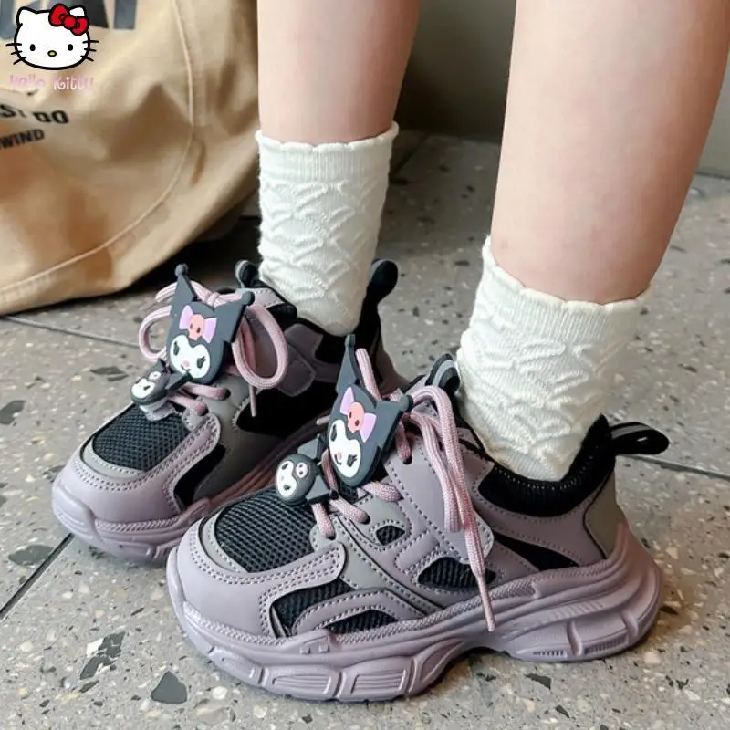 

New Girls' Casual Shoes Sanrio Spring Autumn Kuromi Anime kids Cartoon Kawaii Soft soled Breathable comfort sweet Sports Shoes