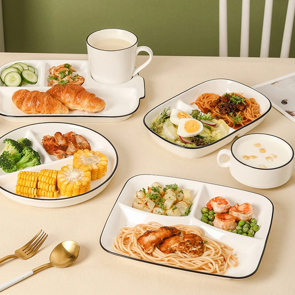 

Керамическая разделенная тарелка, практичные отделения, сервировочное блюдо для фруктов, десертов, закусок, домашняя кухонная посуда