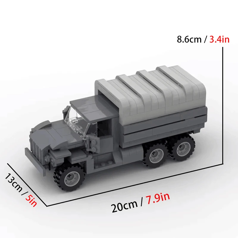 WWII MOC Building Blocks RU 6X6 Military Off road Truck URAL-375 Classic Transport Vehicle Model Children\'s Assembly Brick Toy