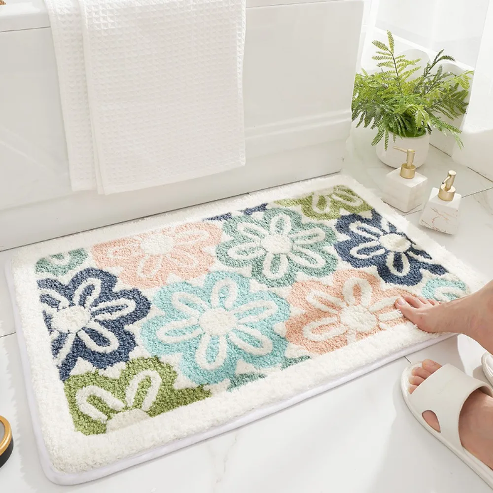 VIKAMA Bathroom Anti Slip Absorbent Carpet Leaf Pattern Soft Skin Friendly Bathroom Mat Anti Slip Easy To Clean Home DecorCarpet view 4