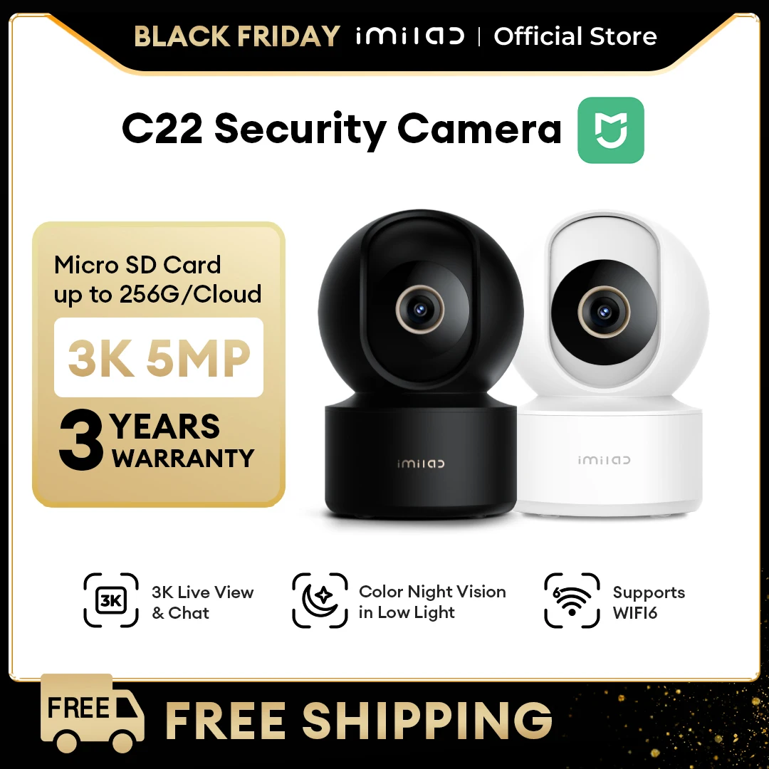 IMILAB C22 3K Security Indoor Camera - 360° View Home Camera with Color Night Vision for Baby/Pet Monitor WiFi6 AI Detection