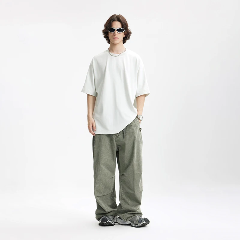 INFLATION Schwere gewaschene Cargohose mit Pattentaschen, Streetwear, trendige Fallschirmhose für Herren