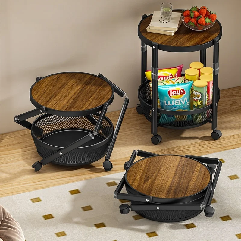 Removable Foldable Home Multi-layer Living Room Storage Rack Small-sized Coffee Table Storage Edge Table Sofa Side Table Newsale