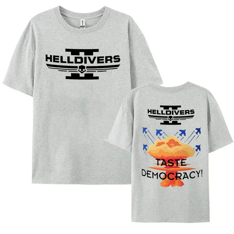 Homens e mulheres Limited Helldivers camiseta gráfica com logotipo estampado, camiseta de rua hip-hop 100% algodão, tops góticos casuais, moda