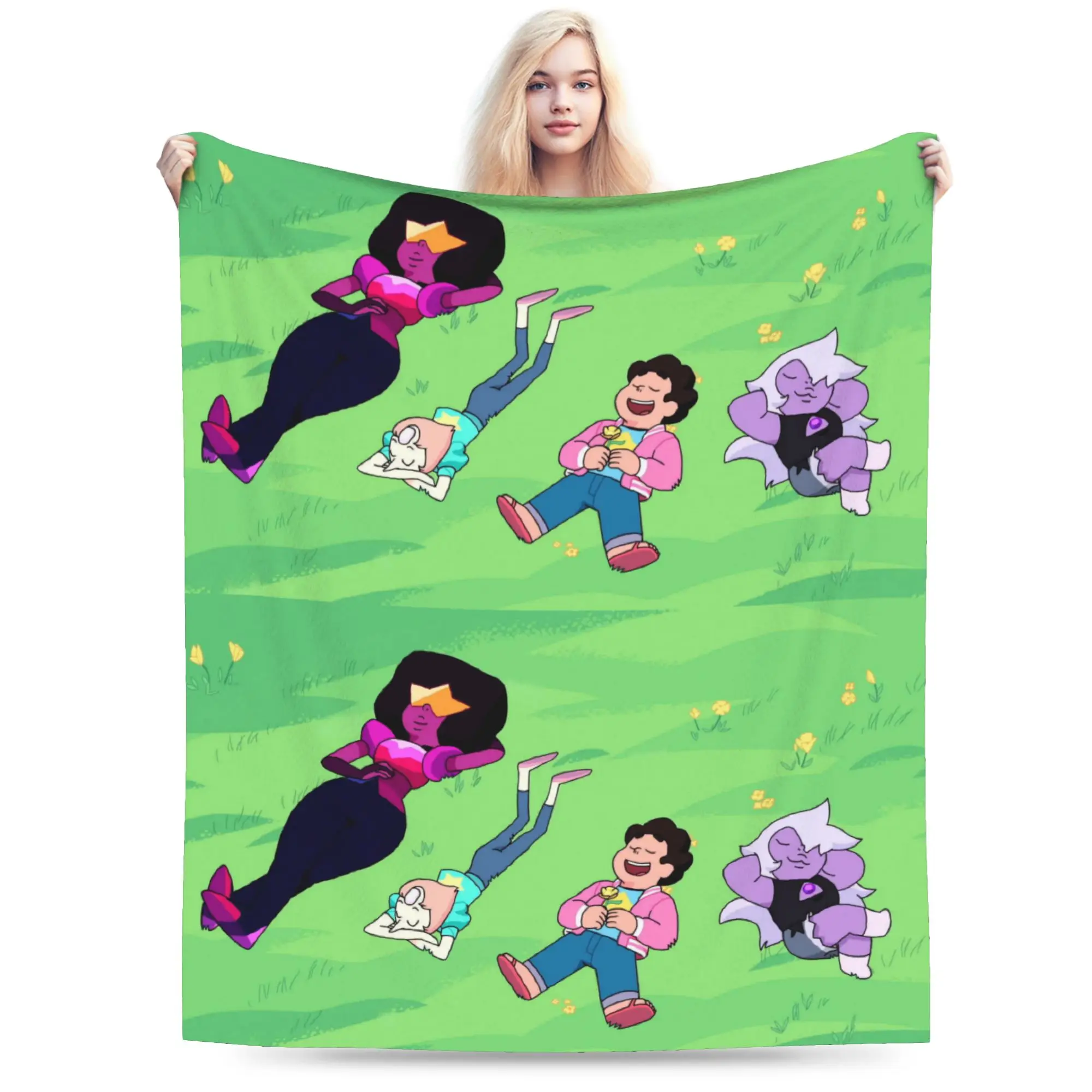 Custom Steven Universe Blankets Warm Flannel Cartoon Kid Gift Throw Blanket for Bedding Couch Bedspread