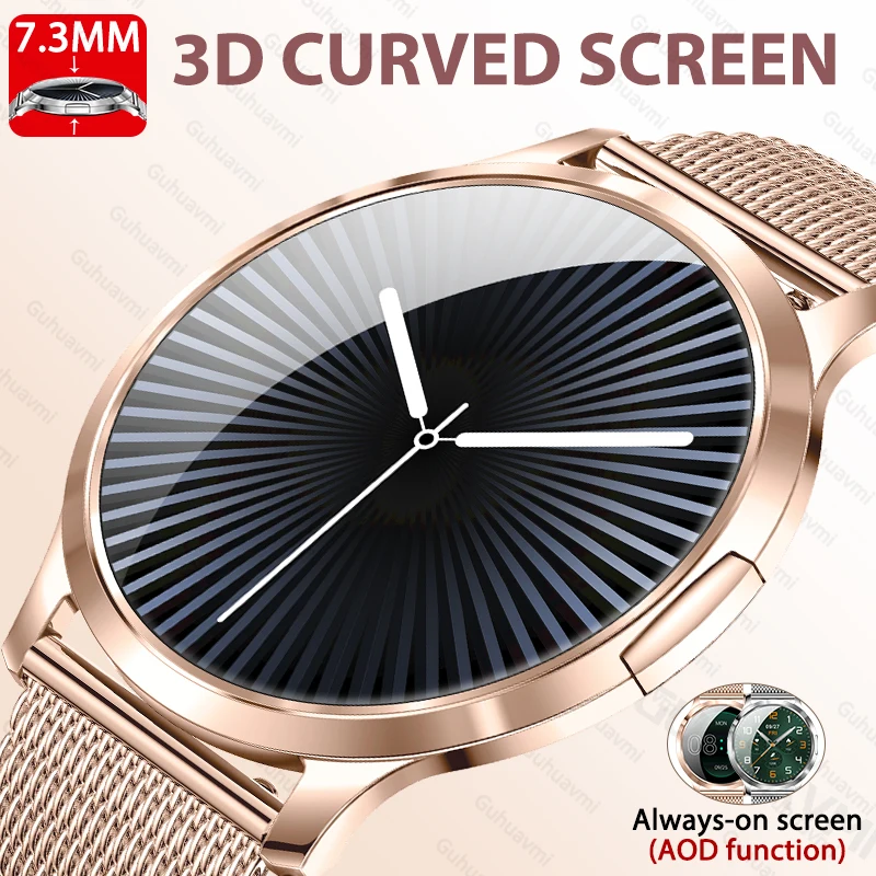 

НОВЫЕ 3D изогнутые AMOLED HD-экраны Смарт-часы 7,3 мм ультратонкие спортивные фитнес-браслеты Мониторинг здоровья BT Call Смарт-часы для женщин