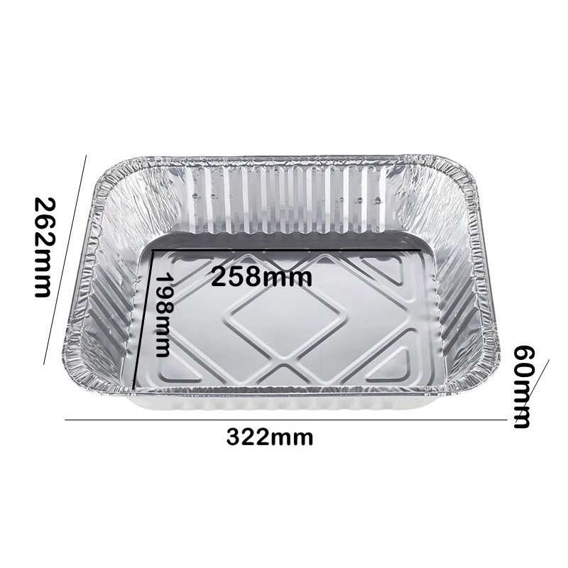 25 juegos de cajas para hornear de papel de aluminio de estilo chino de 3500ml, sartenes desechables para hornear freidora de aire, cajas para barbacoa para llevar de papel de aluminio