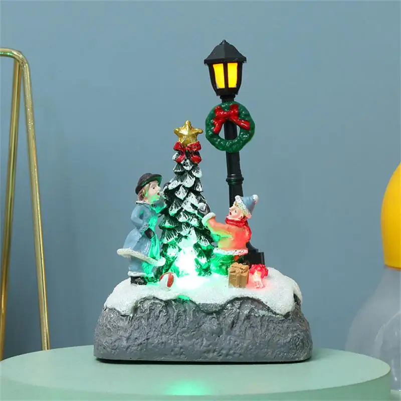 Christmas Village Scene Christmas Village with Movement and Light Miniature Lamp with Light Christmas Decoration Miniature Chara