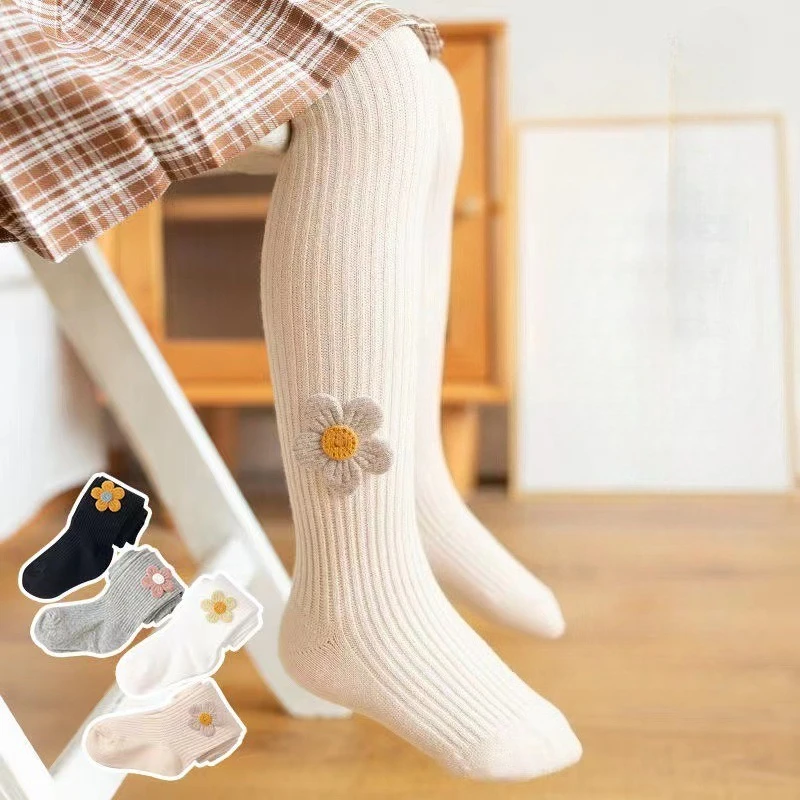 

Детские колготки, весенне-осенние колготки для маленьких девочек, хлопковые вязаные леггинсы для младенцев, детские чулки, колготки для малышей, повседневные штаны