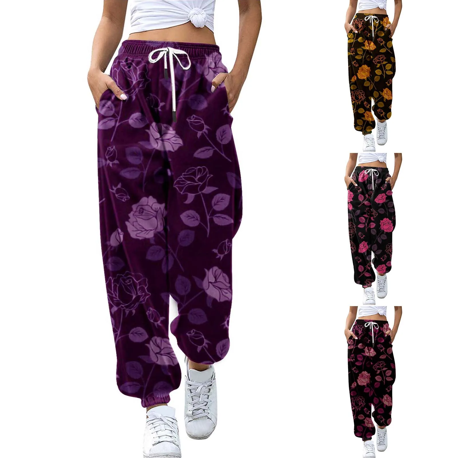 

Women's Casual Drawstring Loose Fit Jogger Pants With Print Relaxed Fit Athletic Sweatpants Women Yoga Pants with Pockets Casual