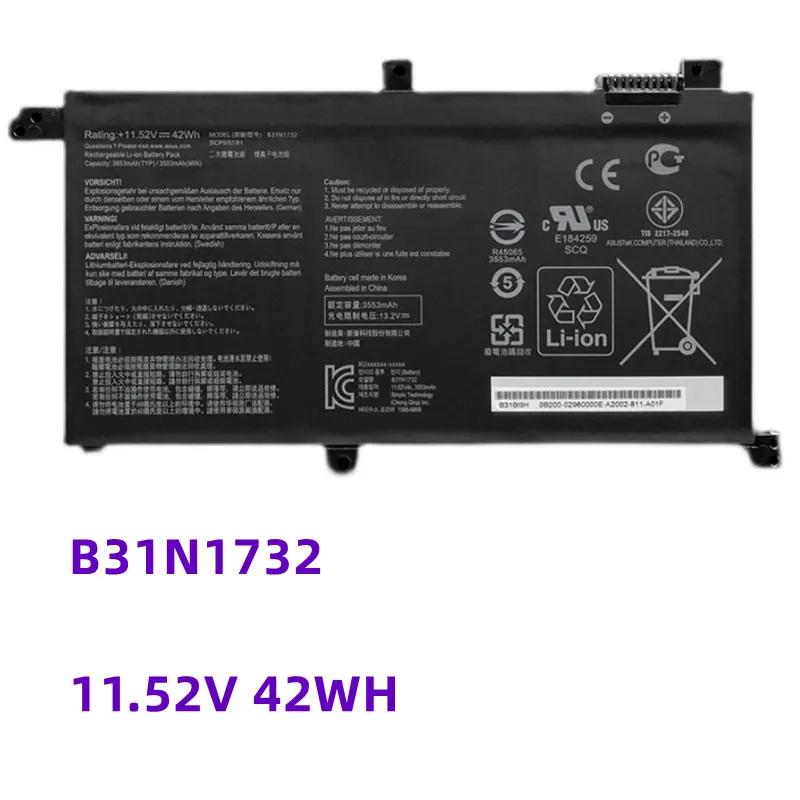 New B31N1732 3653mAh Laptop Battery for ASUS VivoBook X430UA X430UF X430UN X430FA X430FN X571G X571LH X571GT 11.52V 42WH