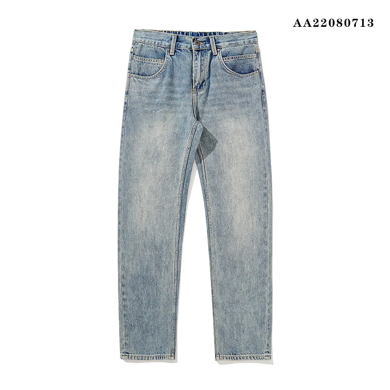 

Spring Autumn Light Blue Jeans New Korean Designer Jeans Mens Straight Leg Jeans Daily Elastic Waist Jeans Man Denim Frousers