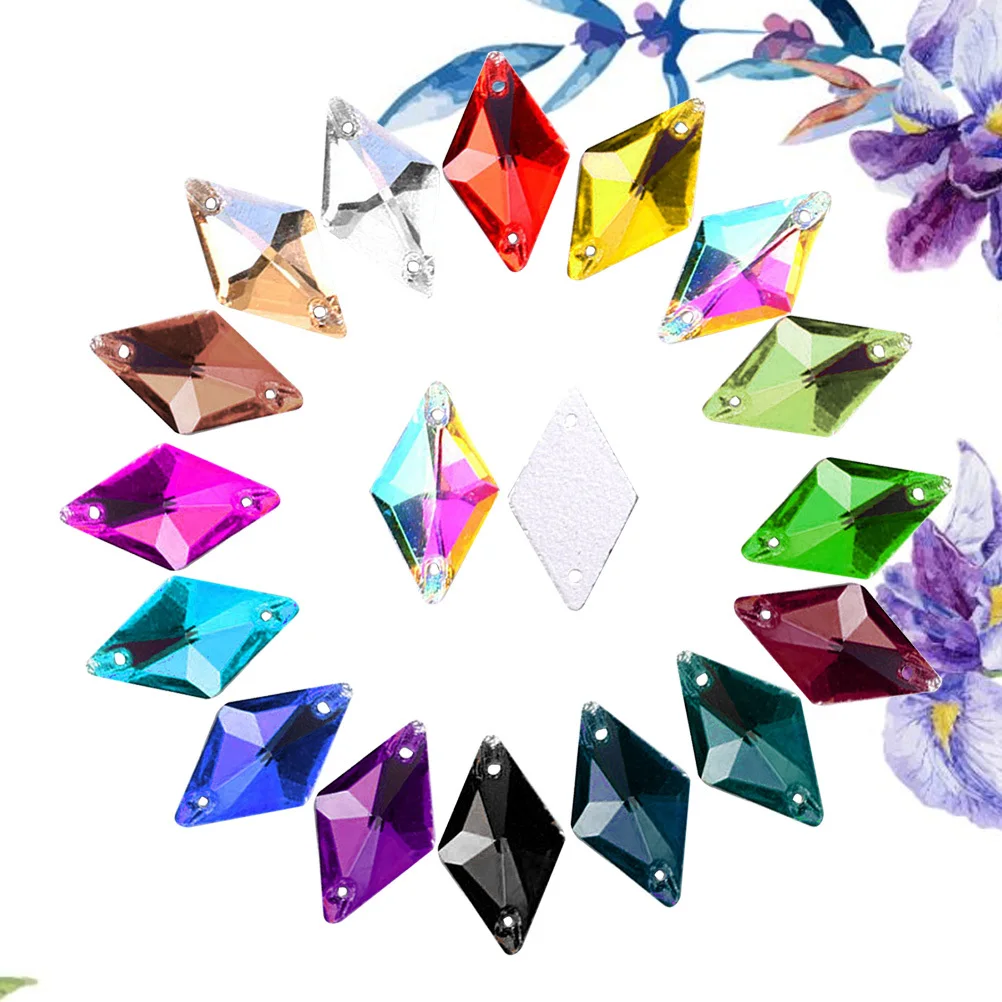 

28Pcs Rhombus Glass Crystal Jewelry Accessories DIY Materials for Wedding Dress Clothing Bag Decoration Colorful Durable Crystal